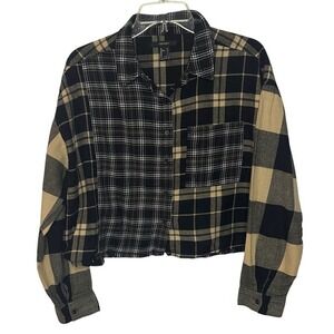 Forever 21 Cropped Plaid Shirt Junior‎ Large